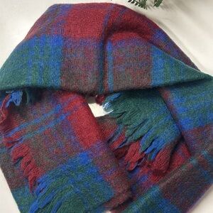 Plaid Wool Scarf in Red, Blue, and Green